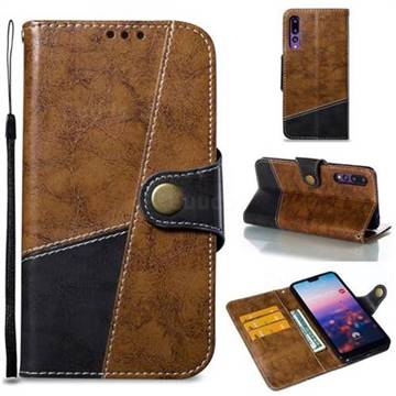 Retro Magnetic Stitching Wallet Flip Cover for Huawei P20 Pro - Brown