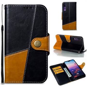 Retro Magnetic Stitching Wallet Flip Cover for Huawei P20 Pro - Black