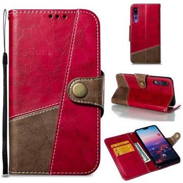 Retro Magnetic Stitching Wallet Flip Cover for Huawei P20 Pro - Rose Red