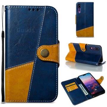Retro Magnetic Stitching Wallet Flip Cover for Huawei P20 Pro - Blue