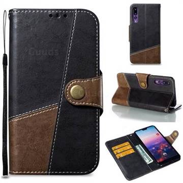 Retro Magnetic Stitching Wallet Flip Cover for Huawei P20 Pro - Dark Gray
