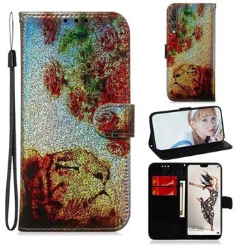 Tiger Rose Laser Shining Leather Wallet Phone Case for Huawei P20 Pro