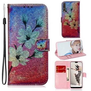 Magnolia Laser Shining Leather Wallet Phone Case for Huawei P20 Pro