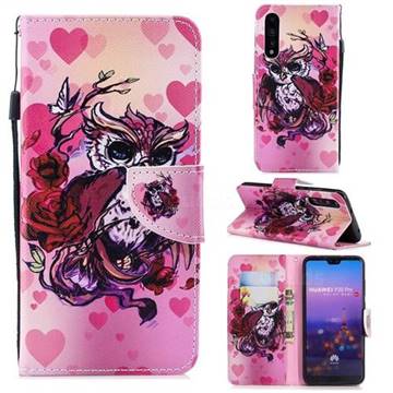 Heart Owl Leather Wallet Case for Huawei P20 Pro