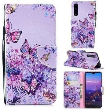 Color Butterfly Leather Wallet Case for Huawei P20 Pro