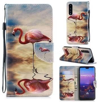 Reflection Flamingo Leather Wallet Case for Huawei P20 Pro