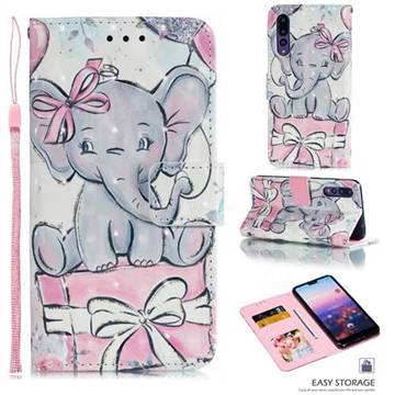 Bow Elephant 3D Painted Leather Phone Wallet Case for Huawei P20 Pro