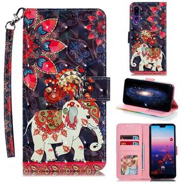 Phoenix Elephant 3D Painted Leather Phone Wallet Case for Huawei P20 Pro
