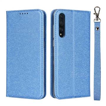 Ultra Slim Magnetic Automatic Suction Silk Lanyard Leather Flip Cover for Huawei P20 Pro - Sky Blue