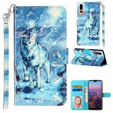 Snow Wolf 3D Leather Phone Holster Wallet Case for Huawei P20 Pro