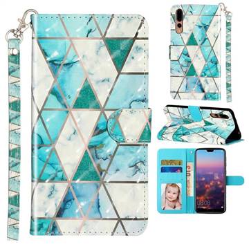 Stitching Marble 3D Leather Phone Holster Wallet Case for Huawei P20 Pro