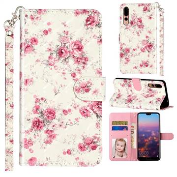 Rambler Rose Flower 3D Leather Phone Holster Wallet Case for Huawei P20 Pro