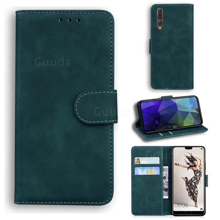 Retro Classic Skin Feel Leather Wallet Phone Case for Huawei P20 Pro - Green