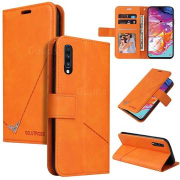GQ.UTROBE Right Angle Silver Pendant Leather Wallet Phone Case for Huawei P20 Pro - Orange