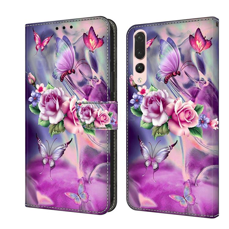 Flower Butterflies Crystal PU Leather Protective Wallet Case Cover for Huawei P20 Pro