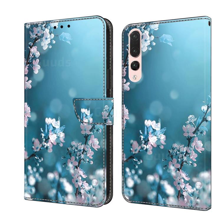 Plum Blossom Crystal PU Leather Protective Wallet Case Cover for Huawei P20 Pro