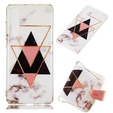 Inverted Triangle Black Soft TPU Marble Pattern Phone Case for Huawei P30