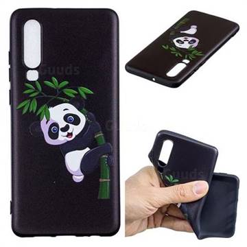 Bamboo Panda 3D Embossed Relief Black Soft Back Cover for Huawei P30