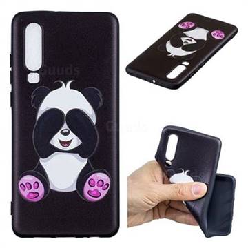 Lovely Panda 3D Embossed Relief Black Soft Back Cover for Huawei P30