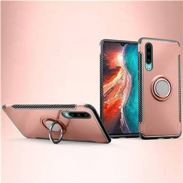 Armor Anti Drop Carbon PC + Silicon Invisible Ring Holder Phone Case for Huawei P30 - Rose Gold