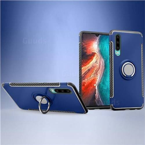 Armor Anti Drop Carbon PC + Silicon Invisible Ring Holder Phone Case for Huawei P30 - Sapphire