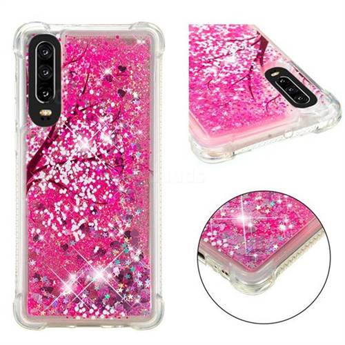 Pink Cherry Blossom Dynamic Liquid Glitter Sand Quicksand Star TPU Case for Huawei P30