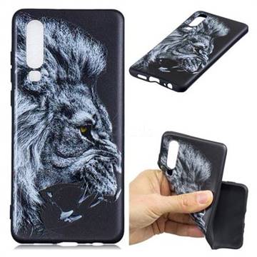 Lion 3D Embossed Relief Black TPU Cell Phone Back Cover for Huawei P30