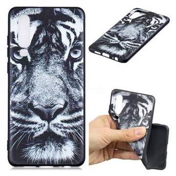 White Tiger 3D Embossed Relief Black TPU Cell Phone Back Cover for Huawei P30