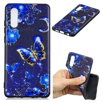Phnom Penh Butterfly 3D Embossed Relief Black TPU Cell Phone Back Cover for Huawei P30