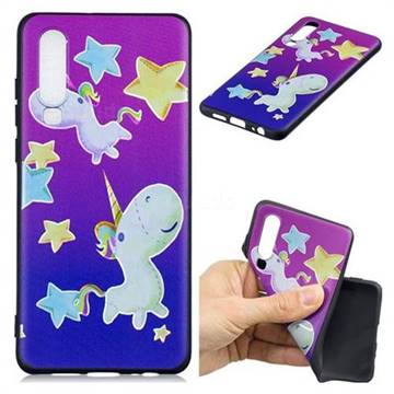 Pony 3D Embossed Relief Black TPU Cell Phone Back Cover for Huawei P30