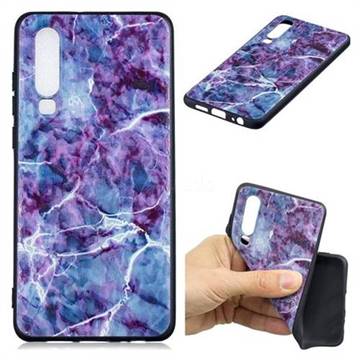 Marble 3D Embossed Relief Black TPU Cell Phone Back Cover for Huawei P30