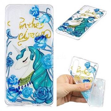 Blue Flower Unicorn Clear Varnish Soft Phone Back Cover for Huawei P30