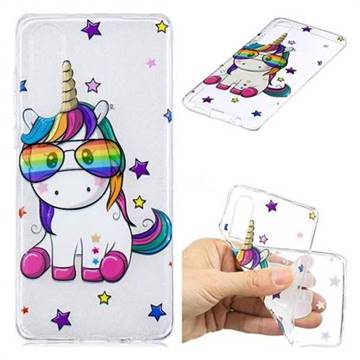 Glasses Unicorn Clear Varnish Soft Phone Back Cover for Huawei P30