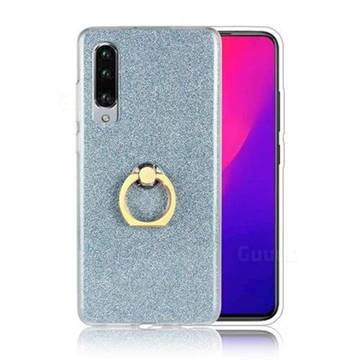 Luxury Soft TPU Glitter Back Ring Cover with 360 Rotate Finger Holder Buckle for Huawei P30 - Blue