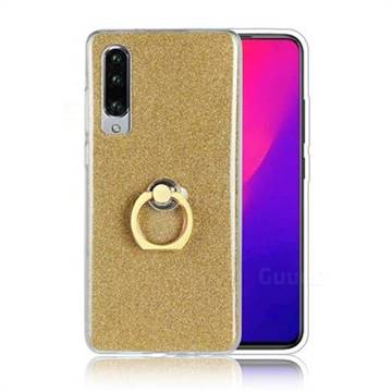 Luxury Soft TPU Glitter Back Ring Cover with 360 Rotate Finger Holder Buckle for Huawei P30 - Golden