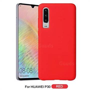 Howmak Slim Liquid Silicone Rubber Shockproof Phone Case Cover for Huawei P30 - Red