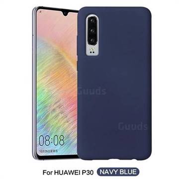 Howmak Slim Liquid Silicone Rubber Shockproof Phone Case Cover for Huawei P30 - Midnight Blue