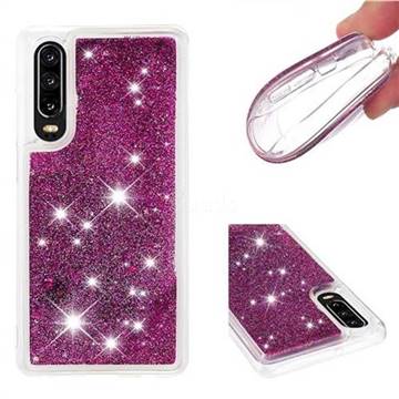 Dynamic Liquid Glitter Quicksand Sequins TPU Phone Case for Huawei P30 - Purple