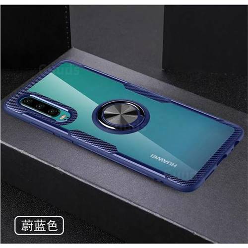 Acrylic Glass Carbon Invisible Ring Holder Phone Cover for Huawei P30 - Azure