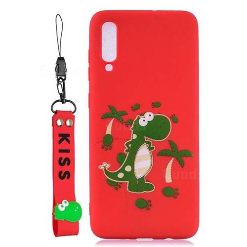 Red Dinosaur Soft Kiss Candy Hand Strap Silicone Case for Huawei P30