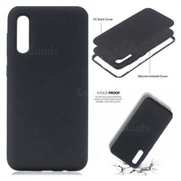 Matte PC + Silicone Shockproof Phone Back Cover Case for Huawei P30 - Black