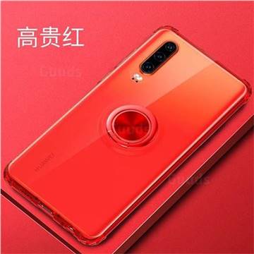 Anti-fall Invisible Press Bounce Ring Holder Phone Cover for Huawei P30 - Noble Red
