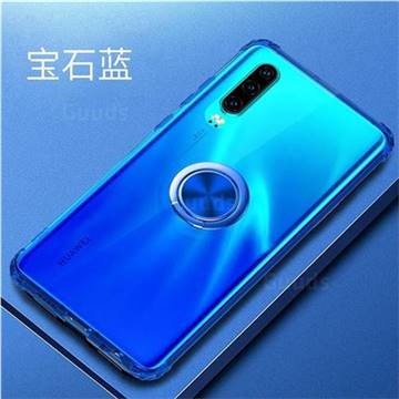 Anti-fall Invisible Press Bounce Ring Holder Phone Cover for Huawei P30 - Sapphire Blue