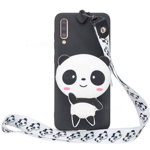 White Panda Neck Lanyard Zipper Wallet Silicone Case for Huawei P30