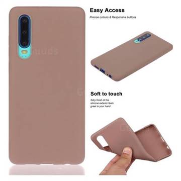 Soft Matte Silicone Phone Cover for Huawei P30 - Khaki