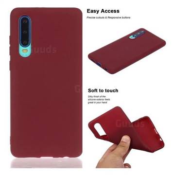 Soft Matte Silicone Phone Cover for Huawei P30 - Wine Red