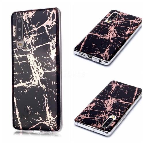 Black Galvanized Rose Gold Marble Phone Back Cover for Huawei P30