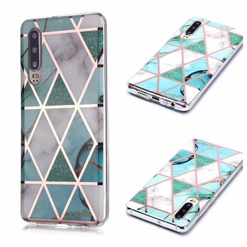 Green White Galvanized Rose Gold Marble Phone Back Cover for Huawei P30