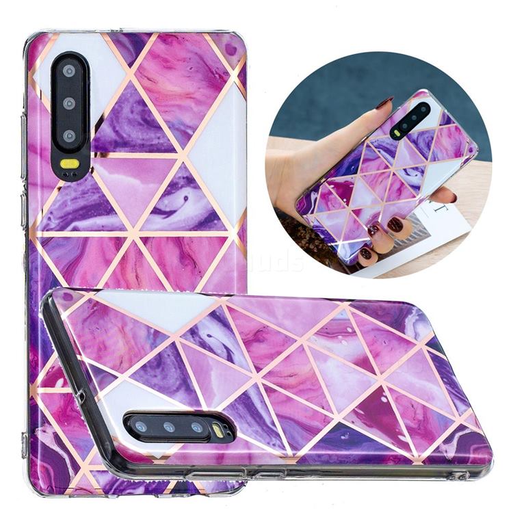 Purple Dream Triangle Painted Marble Electroplating Protective Case for Huawei P30