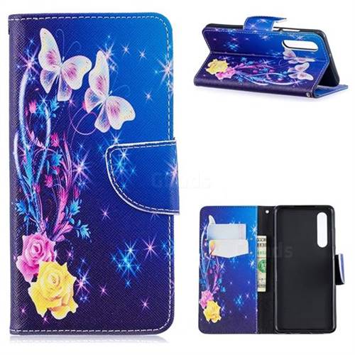 Yellow Flower Butterfly Leather Wallet Case for Huawei P30
